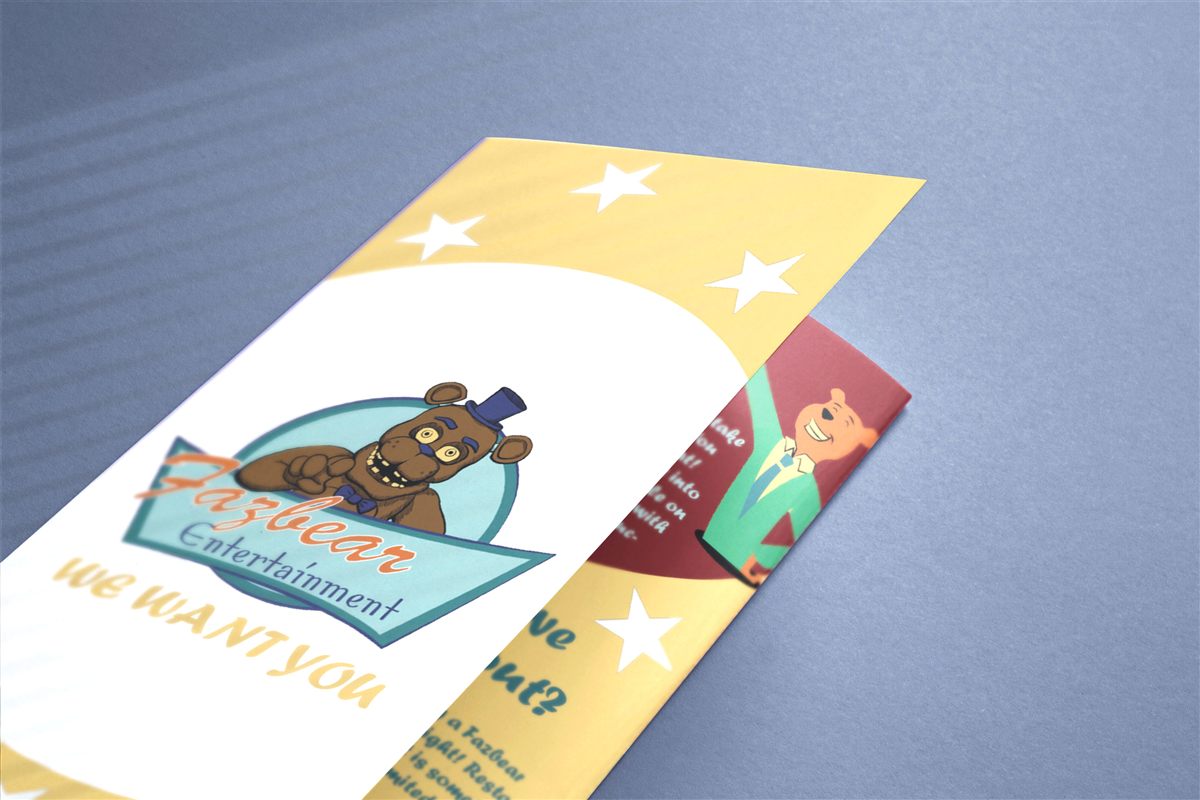 Fazbear folded pamphlet mockup