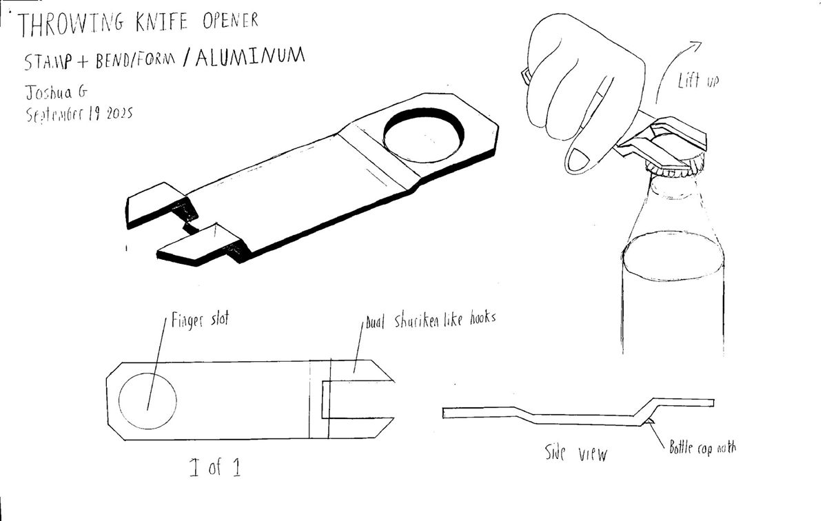 Bottle opener ideation sketches set two