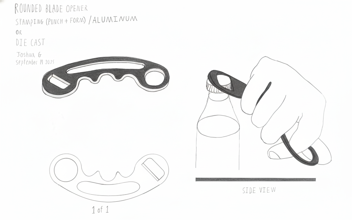 Bottle opener ideation sketches set one